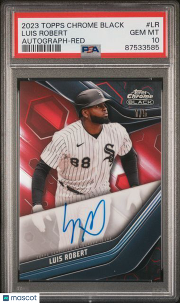 2023 Topps Chrome Black Autographs Luis Robert #LR Red Refractor PSA 10
