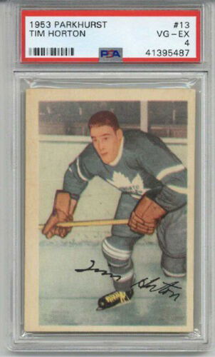 1953 PARKHURST #13 TIM HORTON HOCKEY CARD TORONTO MAPLE LEAFS PSA 4 VERY RARE