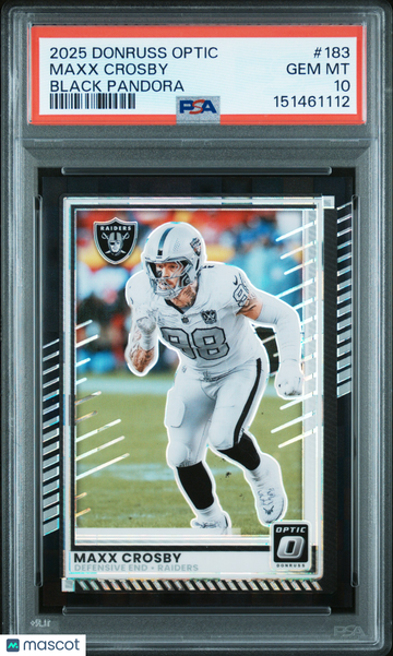 Maxx Crosby 2025 Panini Donruss Optic Black Pandora PSA 10