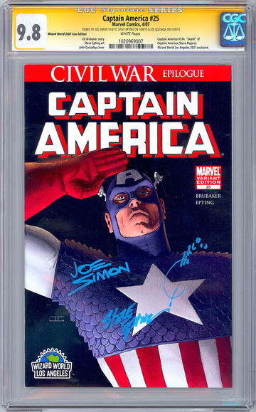 CAPTAIN AMERICA #25 CGC-SS 9.8 WIZARD EXCLUSIVE *JOE SIMON* EPTING QUESADA 2007