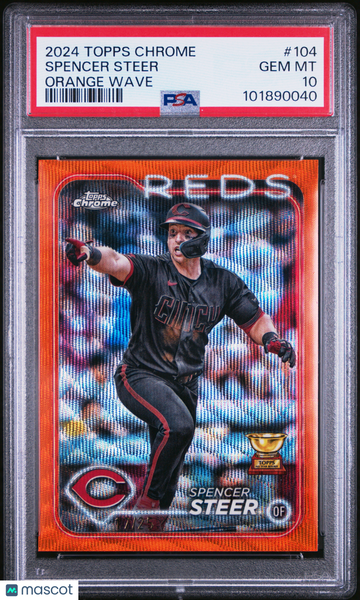 2024 Topps Chrome Spencer Steer #104 Orange Wave PSA 10