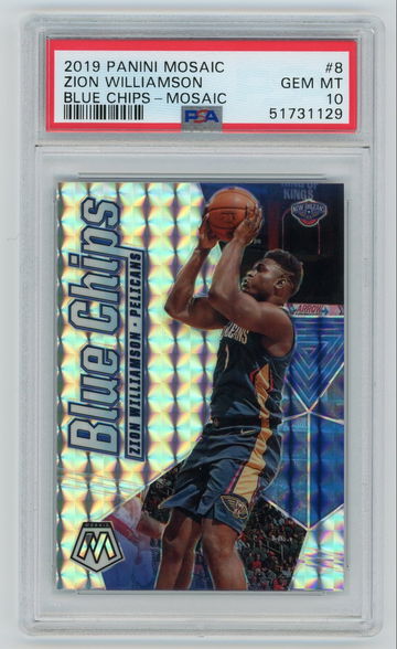 2019-20 Panini Mosaic Zion Williamson Blue Chips Mosaic PSA 10 Gem Mint