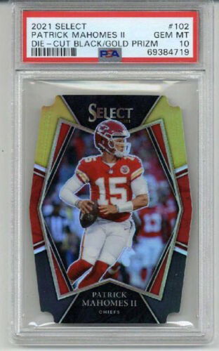 2021 PANINI SELECT DIE CUT BLACK GOLD PRIZM #102 PATRICK MAHOMES II PSA 10