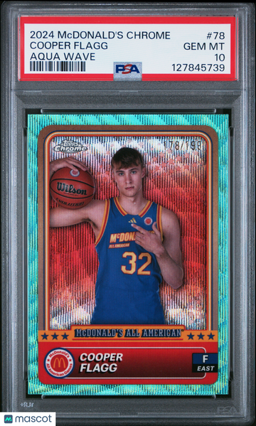 2024 Topps Chrome McDonald's All American Cooper Flagg #78 Aqua Wave /199 Parallel/Variety Rookie PSA 10