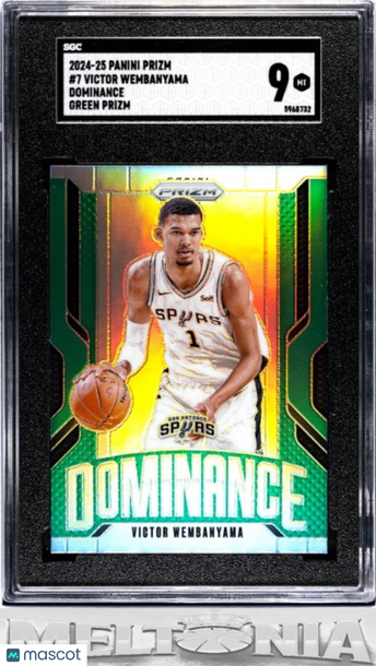 2024-25 Panini Prizm Victor Wembanyama #7 Dominance Prizms Green SGC 9
