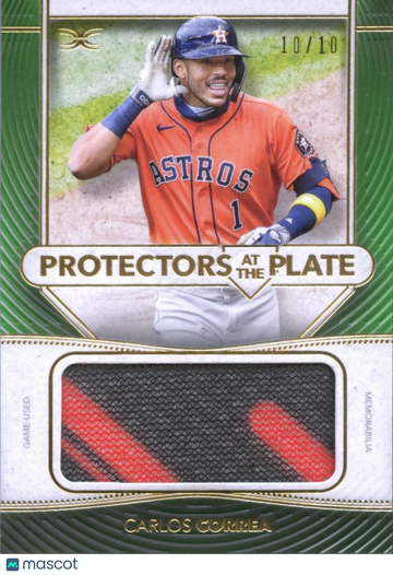 2021 Topps Definitive Collection Protectors at the Plate Carlos Correa #PPR-CC Green /10 Relic Game-Used Memorabilia