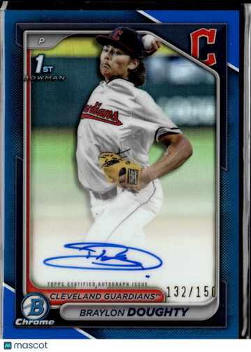2024 Topps Bowman Chrome Braylon Doughty #CPA-BD Blue Refractor /150 1st Bowman