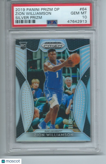 2019 Panini Prizm Draft Picks Zion Williamson #64 Silver PSA 10