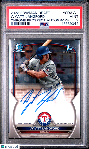 2023 Bowman Draft Chrome Prospect Autograph Wyatt Langford #CDAWL PSA 9