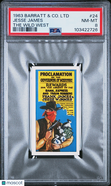 1963 Barratt & Co. LTD The Wild West Jesse James #24 PSA 8
