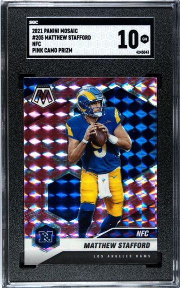 2021 Panini Mosaic #205 Matthew Stafford SGC 10 Pink Camo 