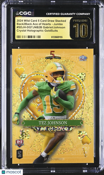 2024 Wild Card 5 Card Draw Stacked Gabriel/Johnson #SDJH-DGTJNB2B Crystal Holographic GoldSuits /1 Back2Back Ace of Hear