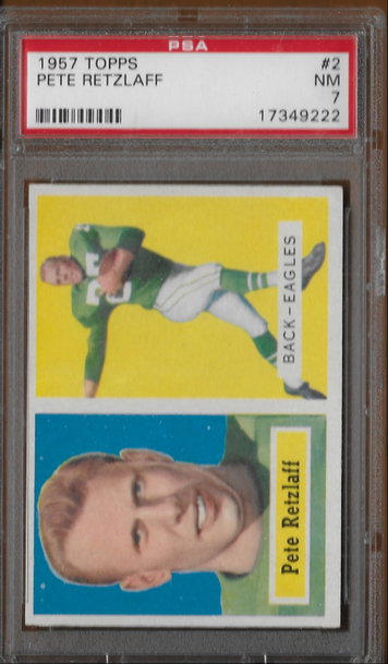 1957 Topps 2 Pete Retzlaff RC Rookie Card Philadelphia Eagles PSA 7 Near Mint NM