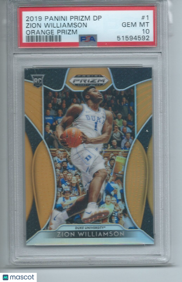 2019 Panini Prizm Draft Picks Zion Williamson #1 Orange PSA 10