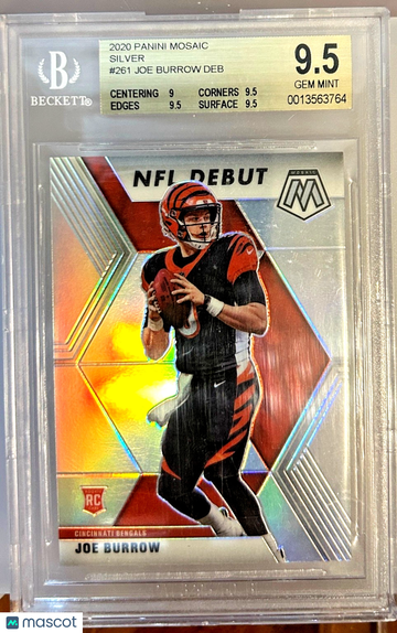 Graded 2020 Panini Mosaic Joe Burrow #261 Silver Prizm RC BGS 9.5 Cincinnati Bengals Football Card