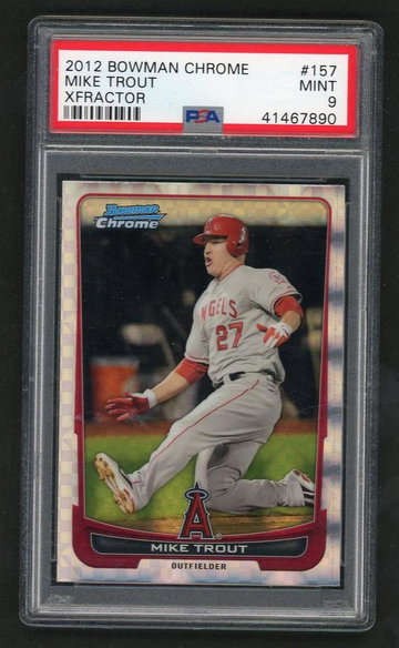 2012 Bowman Chrome Xfractor Mike Trout #157 PSA 9