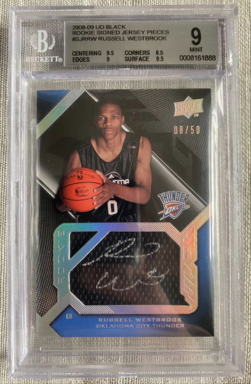 2008 Upper Deck Black Russell Westbrook Rookie  BGS 9 Auto 10 Jersey RPA /50 Pop 1!