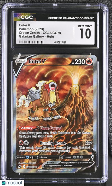 2023 Pokemon Crown Zenith Entei V Holo CGC 10 #GG36/GG70