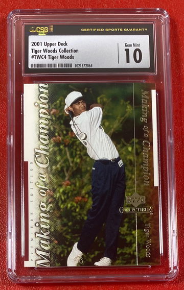 Tiger Woods 2001 Upper Deck Tiger Woods Collection #TWC4 RC Rookie Card CSG 10 