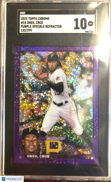 2023 Topps Chrome ONEIL CRUZ PURPLE SPECKLE REFRACTOR RC /299 SGC 10 Gem Mint