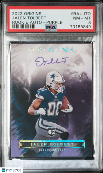 2022 Origins Rookie Autographs Jalen Tolbert #RAUJTO PURPLE PSA 8