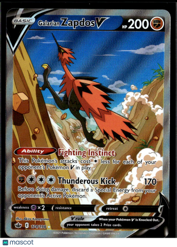2021 Chilling Reign Galarian Zapdos V Holo Rare SR #174/198