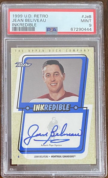 Jean Beliveau - 1999 UD Retro  Inkredible -  PSA 9