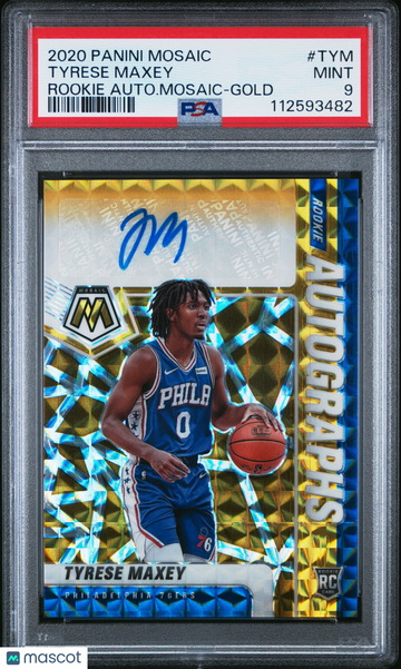 2020 Panini Mosaic Rookie Autographs Mosaic Tyrese Maxey #TYM Autograph Mosaic Gold PSA 9