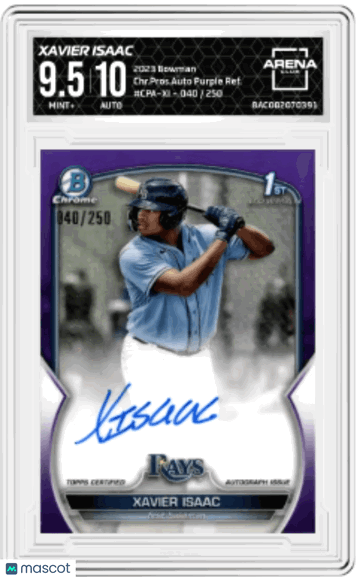 2023 Bowman Xavier Isaac #CPA-XI Chrome Prospect Auto Purple Ref Arena Club 9.5 Auto 10