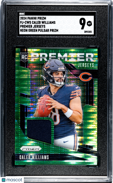 2024 Panini Prizm Caleb Williams #PJ-CWS Premier Jerseys Neon Green Pulsar SGC 9