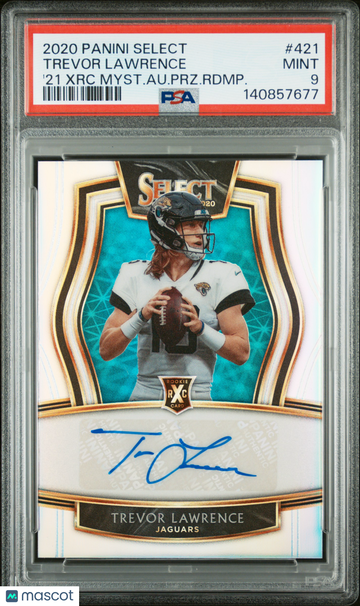 2020 Panini Select 2021 XRC Mystery Autograph Prizm Redemption Trevor Lawrence #421 '21 Myst. Au. PRZ. Rdmp. PSA 9