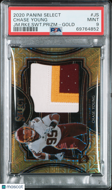 2020 Panini Select Jumbo Rookie Swatch Prizm Chase Young #JS JM. RKE. SWT. Prizm Gold PSA 9