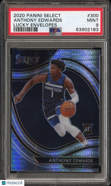 2020 Select Anthony Edwards #300 PSA 9 Lucky Envelopes Prizm #1 /8 RC Courtside