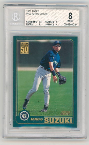 2001 TOPPS ICHIRO SUZUKI RC #726 BGS 8