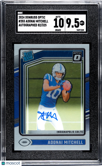 2024 Donruss Optic Adonai Mitchell #203 Autograph SGC 9.5 Auto 10