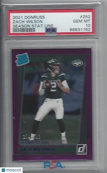 2021 Panini Donruss Zach Wilson #252 Season Stat Line PSA 10