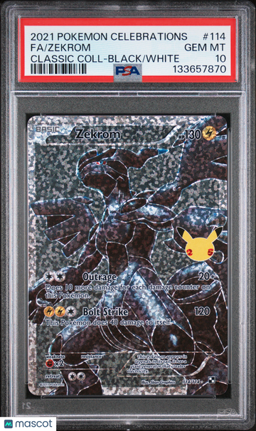2021 Pokemon Celebrations Classic Collection Zekrom Fa Classic Coll-Black/White PSA 10 #114