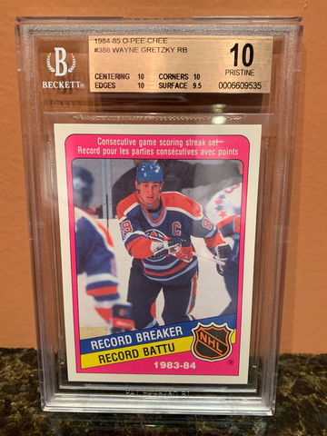 1984-85 O-PEE-CHEE OPC Wayne Gretzky #388 RECORD BREAKER BGS 10 PRISTINE