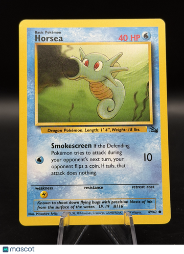 Pokemon 1999 Fossil Horsea Unlimited #49/62 - Near Mint or Better