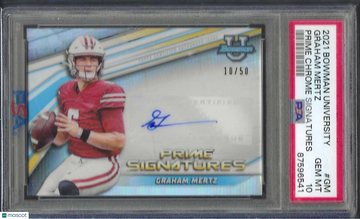 2021 Bowman University Prime Chrome Signatures Graham Mertz #GM PSA 10
