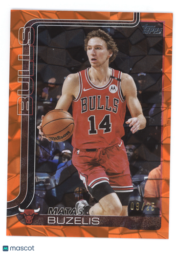 2025 Topps Chrome Basketball Matas Buzelis #37 Orange Diamante /25