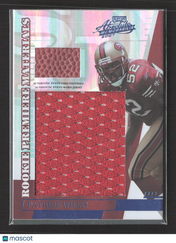 2007 Playoff Absolute Memorabilia Patrick Willis #258 Authentic Event-Worn Jersey Authentic Event-Used Football