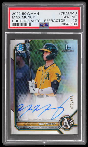 2022 Bowman Chrome Max Muncy Prospect Autograph Refractor PSA 10