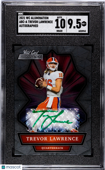 2021 Wild Card Alumination Trevor Lawrence #ABC-A Green Ink Auto /75 Autograph SGC 9.5 Wild Card Auto 10