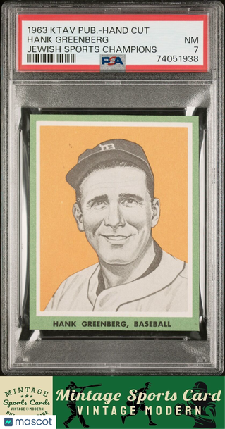 1963 Ktav Publishing Jewish Sports Champions-Hand Cut Hank Greenberg Jewish Sports Champions PSA 7