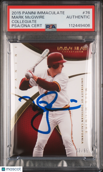 2015 Panini Immaculate Collegiate Mark Mcgwire #76 /99 PSA A Auto A