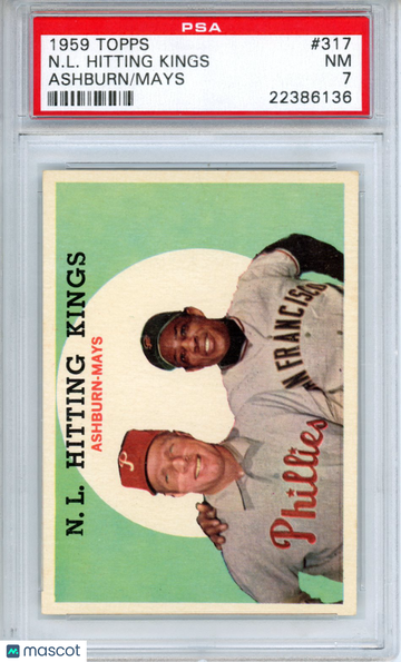 1959 Topps N. L. Hitting Kings #317 Ashburn Mays PSA 7
