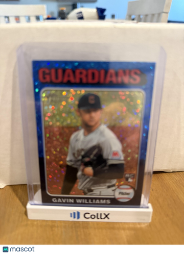 2024 Topps Heritage Gavin Williams #489 Chrome Blue Sparkle Refractor RC