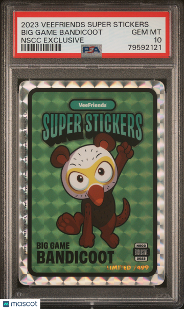 2023 Veefriends Super Stickers Nscc Exclusive Big Game Bandicoot ssp PSA 10