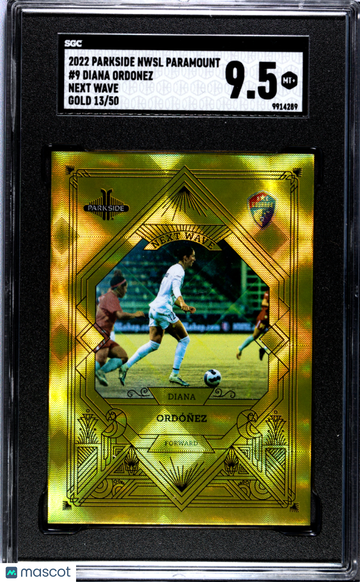 2022 Parkside Nwsl Paramount Diana Ordonez #9 Next Wave Gold SGC 9.5